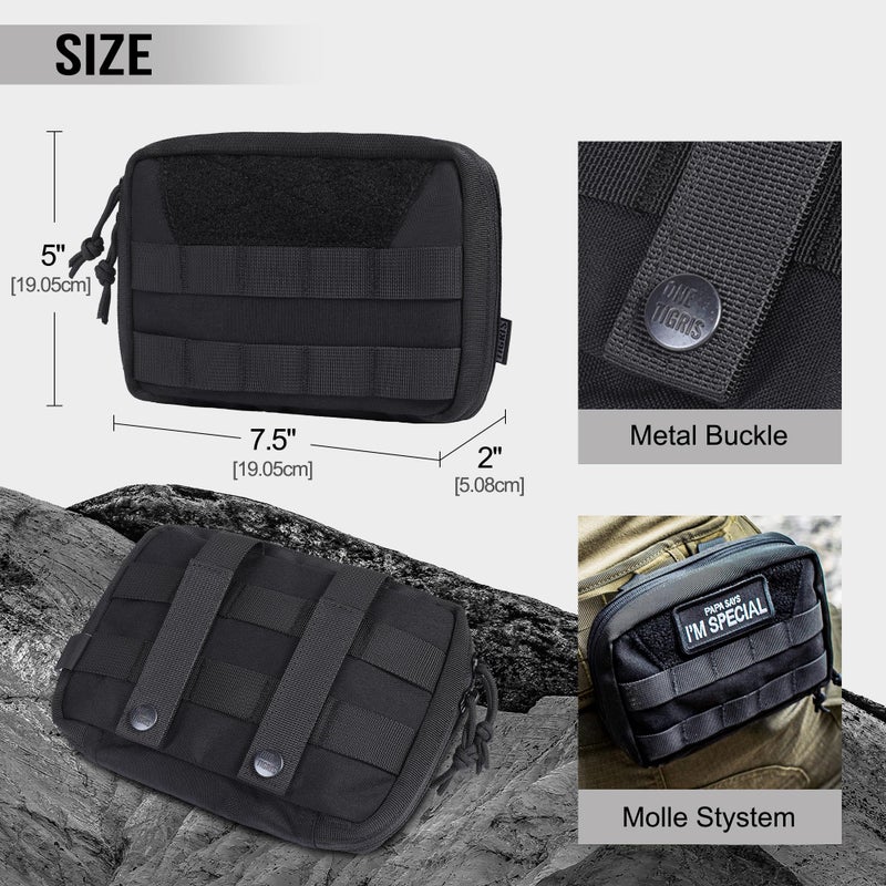 OneTigris حقيبة OneTigris MOLLE، حقيبة إدارية تكتيكية لحزام أدوات EDC، منظم أدوات بسحاب، حقيبة خصر Utility 7.5"x5"x2" - Image 5